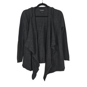 Cynthia Rowley Cardigan Sweater Womens Large Gray Merino Wool Hooded Open